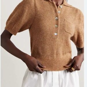 Women's Brown Short Sleeve Knit Top